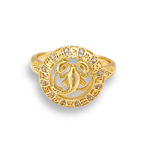 Alacran scorpion clear stone unisex round ring 18k of gold plated rings
