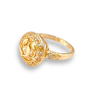 Alacran scorpion clear stone unisex round ring 18k of gold plated rings