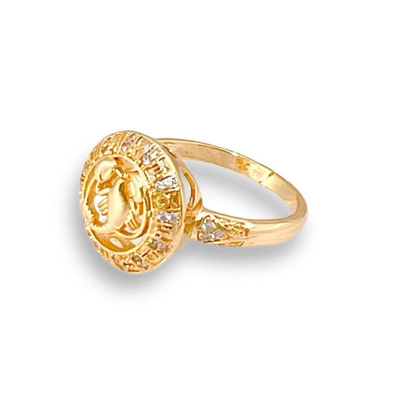 Alacran scorpion clear stone unisex round ring 18k of gold plated rings