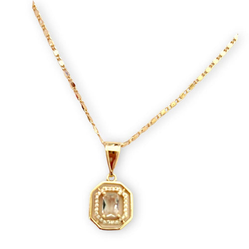 Allie clear rectangular stone in 18k of gold plated chain necklace chains