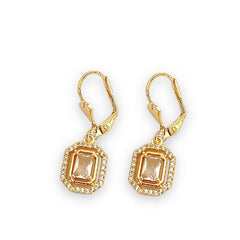 Allie clear rectangular stone lever - back 18k of gold plated earrings earrings