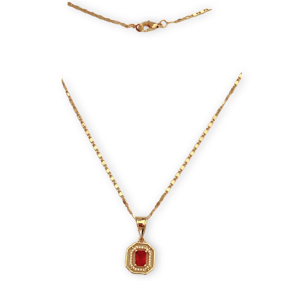 Allie red rectangular stone in 18k of gold plated chain necklace chains