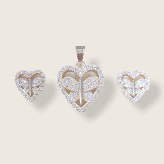Amera clear crystal heart in 18k of gold plated set chains