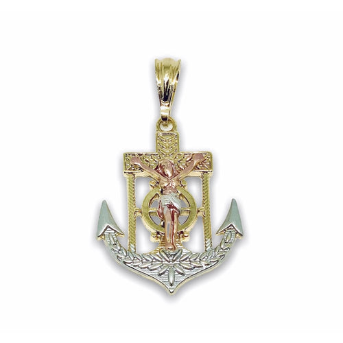 Anchor three tones pendant in 18kts of gold plated charms