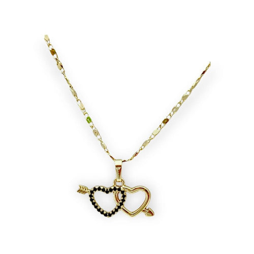 Arrowhead hearts huggies necklace in 18k of gold plated chains