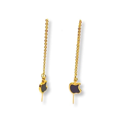 Bitten apple threaders gold plated earrings