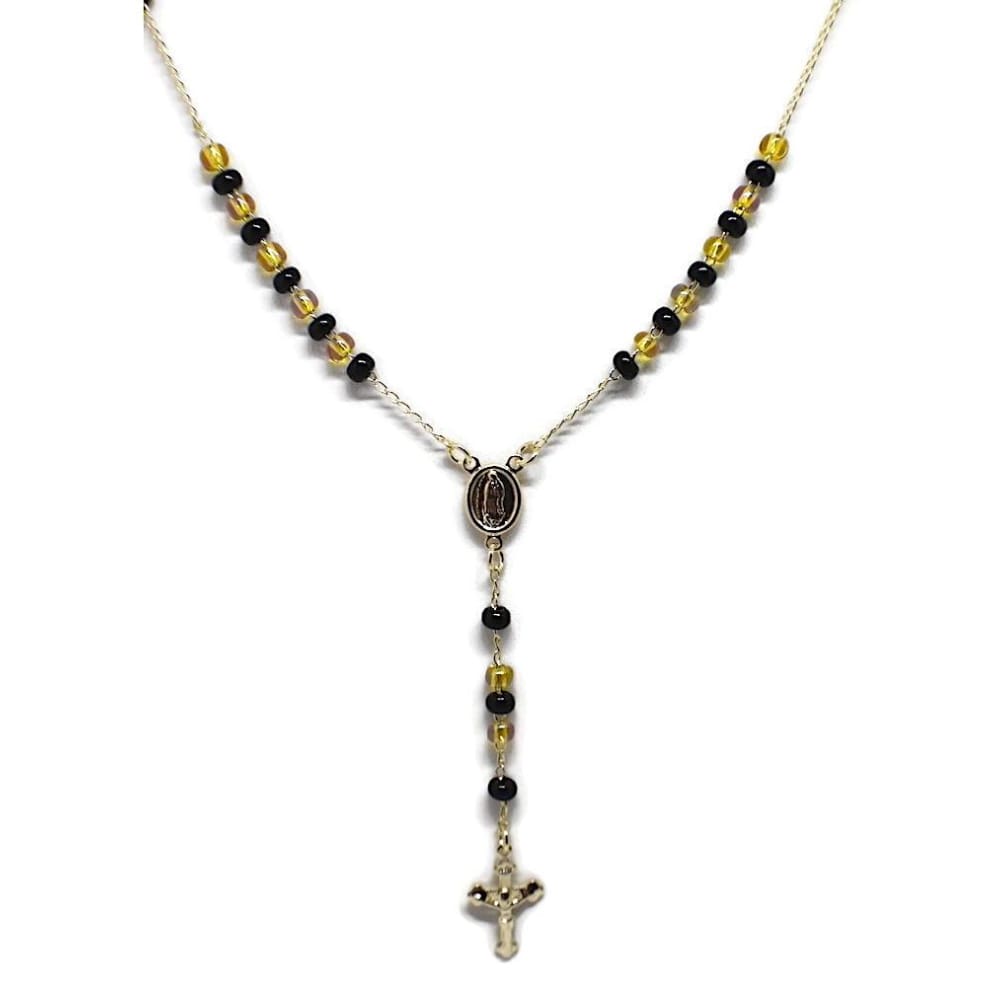 Black and amber 3mm beads rosary 18kts of gold plated 20 rosaries