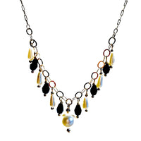 Black and white faux pearls 18kts of gold plated necklace 18” chains