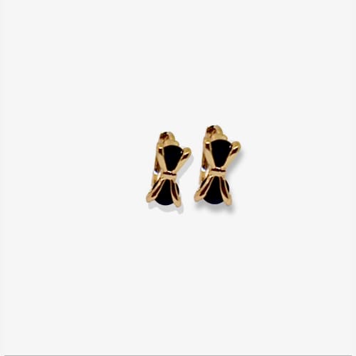 Black bow huggie earrings earrings