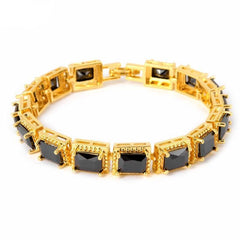 Black enamel squares gold plated bracelet bracelets