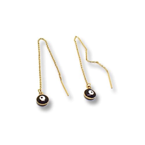 Black evil eye threaders gold plated earrings earrings