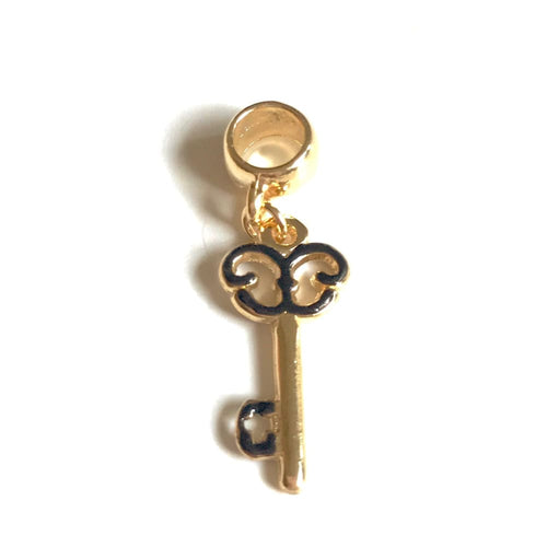 Black key european bead charm 18kt of gold plated charms
