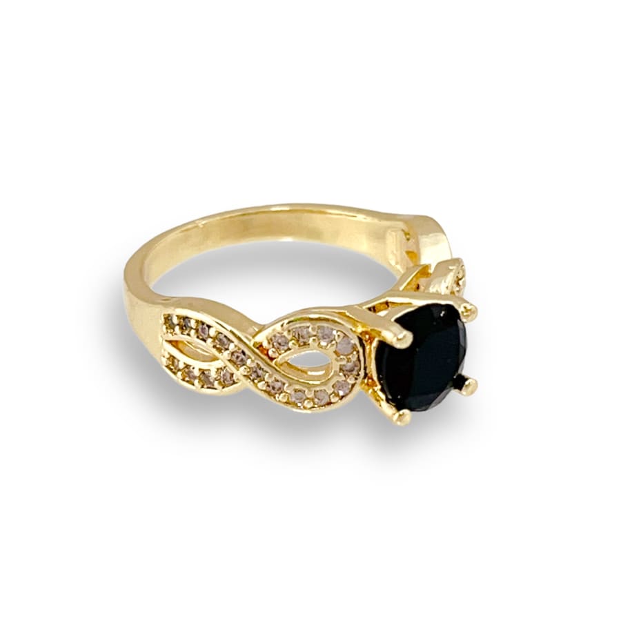 Black stone cz infinity sides ring in 18k of gold plated rings