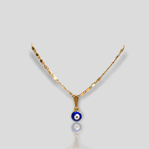 Evil eye dark blue stone center pendant necklace in 18k of gold plated