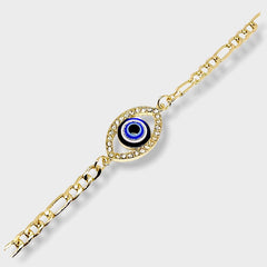 Blue evil eye figaro bracelet 18k of gold plated bracelets