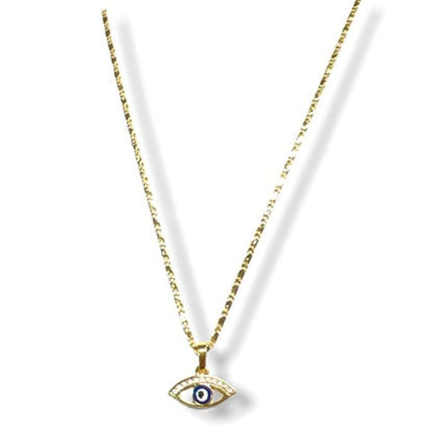 Blue evil eye charm - necklace 18kts goldfilled