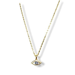 Blue evil eye shape necklace in 18k of gold plated chains