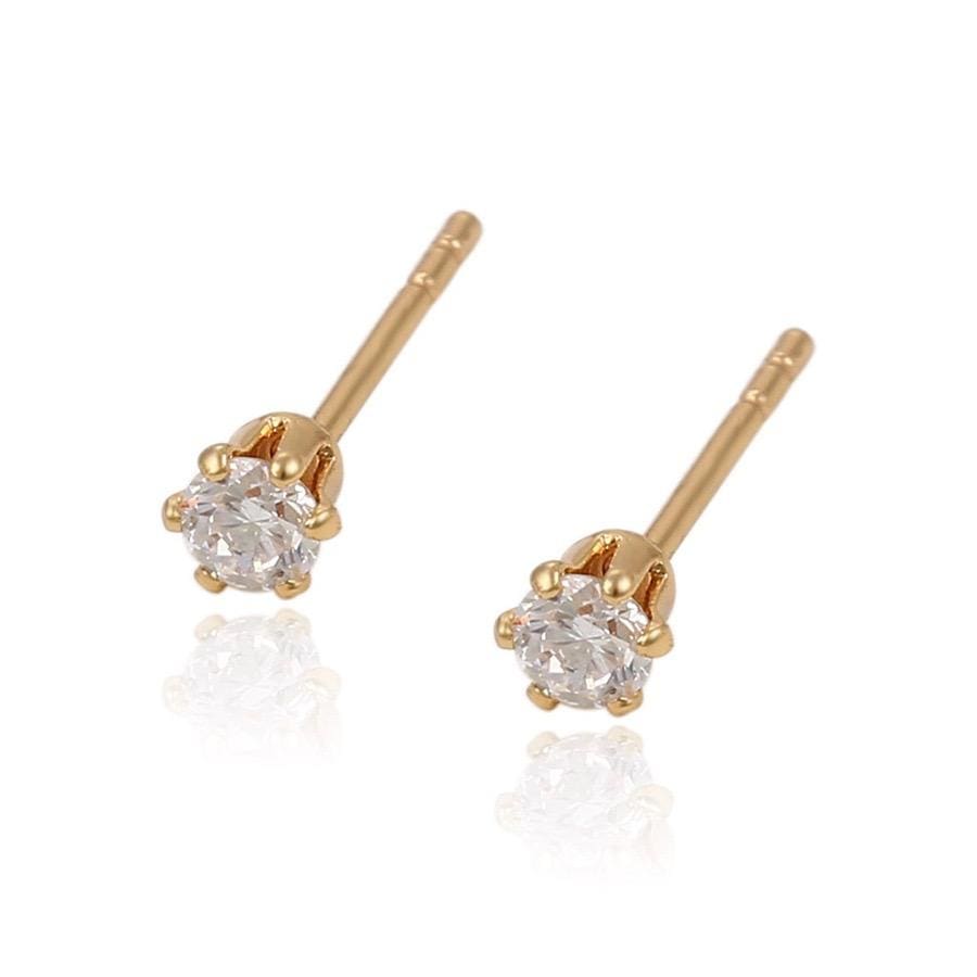 Bmila dainty cz studs 18kts of gold plated white earrings