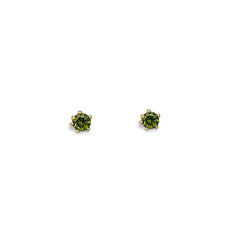 Bmila dainty cz studs 18kts of gold plated olive green earrings
