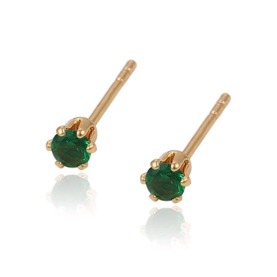 Bmila dainty cz studs 18kts of gold plated green earrings