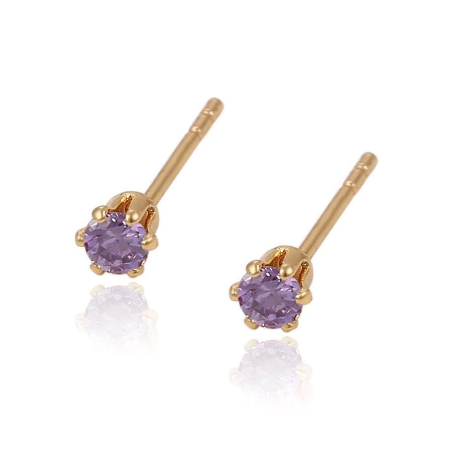 Bmila dainty cz studs 18kts of gold plated violet earrings