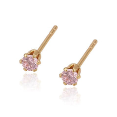 Bmila dainty cz studs 18kts of gold plated pink earrings