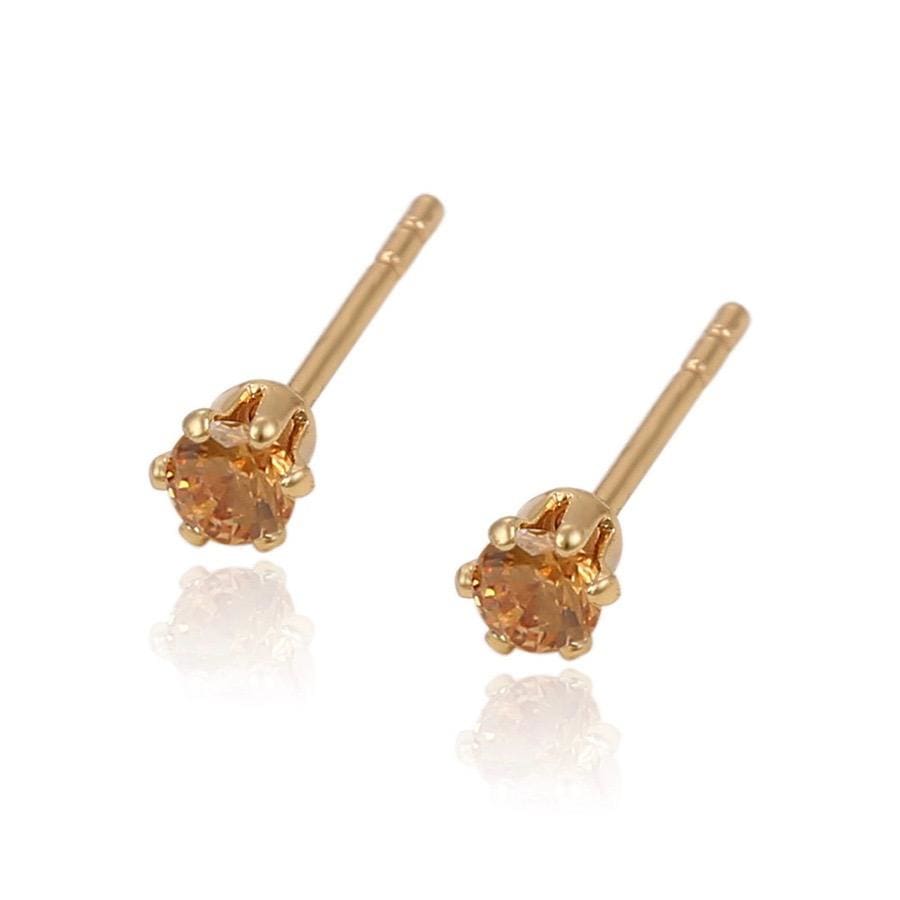 Bmila dainty cz studs 18kts of gold plated champagne earrings