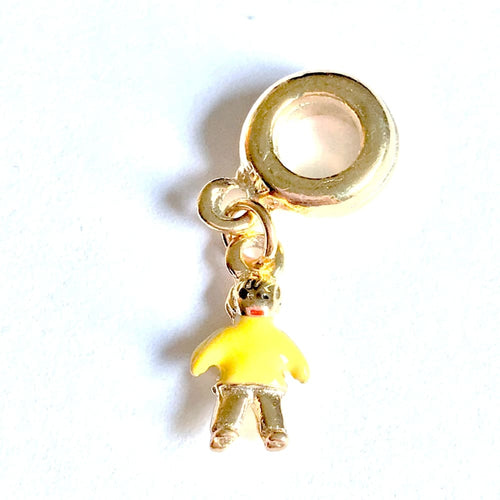 Boy in yellow european bead charm 18kt of gold plated charms