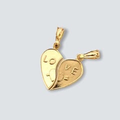 Broken heart love double pendant in 18kts of gold plated charms