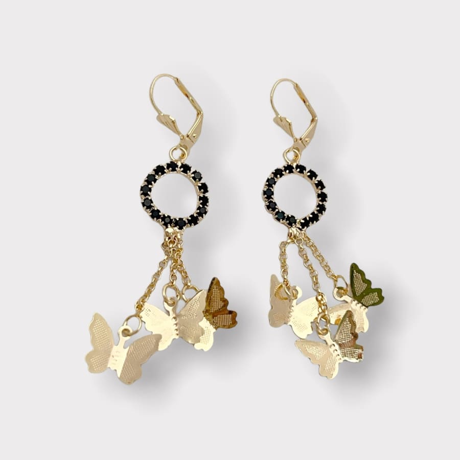 Butterflies cascade leverback 18k of gold plated earrings