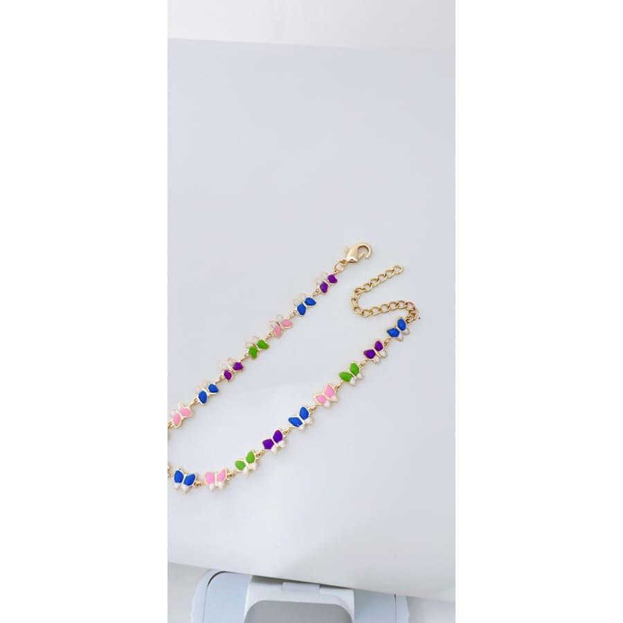 Butterflies multicolors anklet 18kts of gold plated anklet