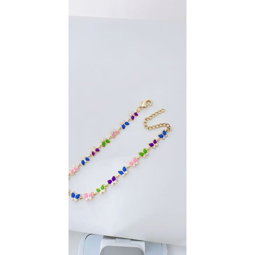 Butterflies multicolors anklet 18kts of gold plated
