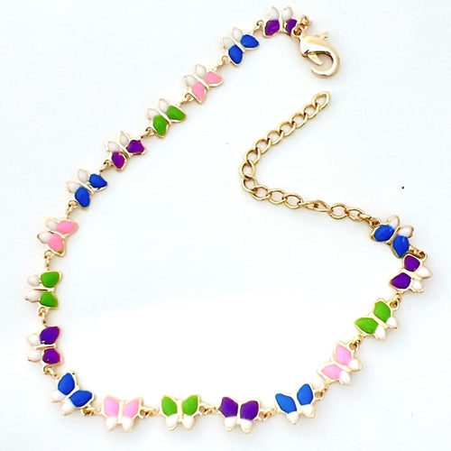 Butterflies multicolors anklet 18kts of gold plated anklet