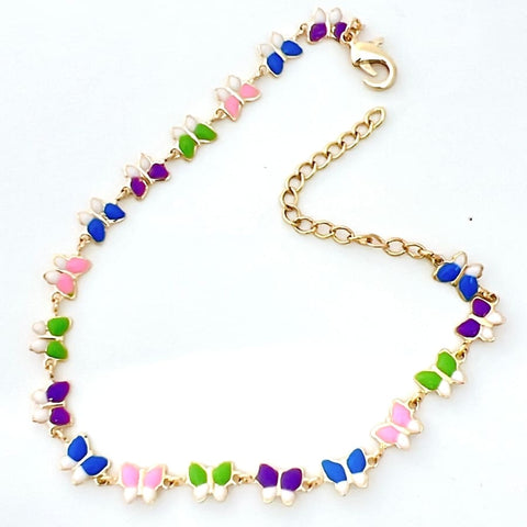 Multi-color flowers anklet 18kts of gold plated