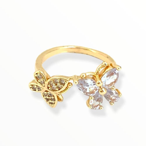 Butterflies open ring in 18k of gold plated rings