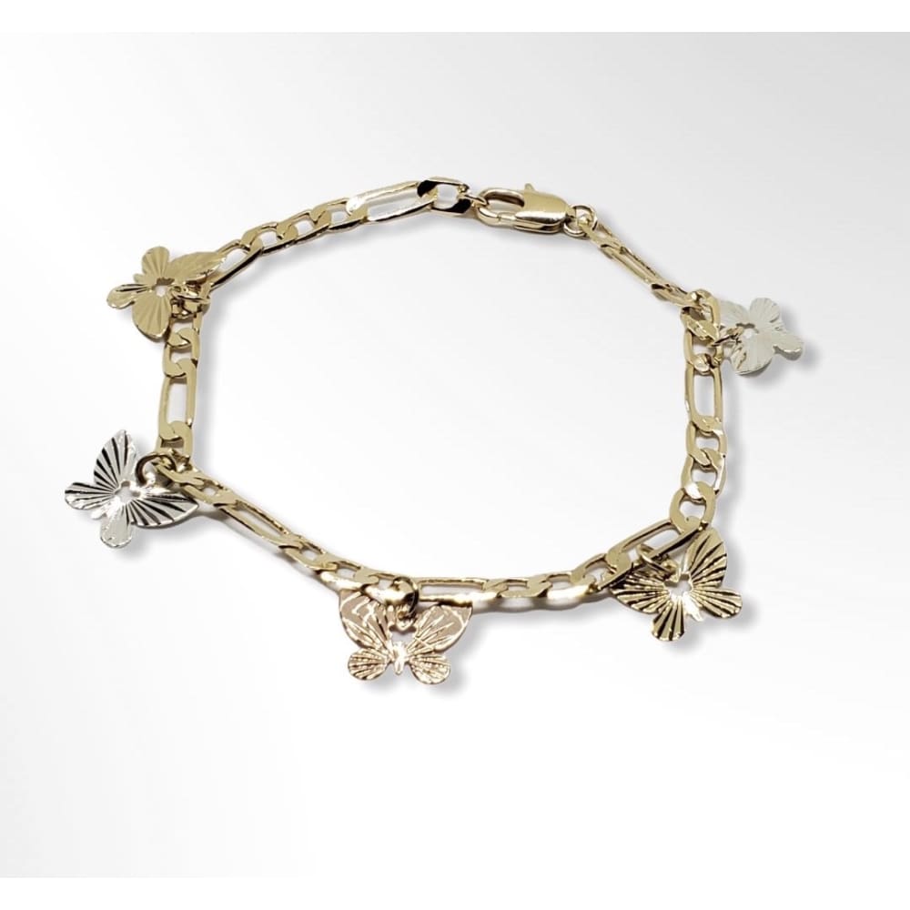 Butterfly charm bracelet 7.5 n 18kts of gold plated bracelets