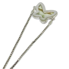 Butterfly fx mother pearls bolo bracelet silver plated