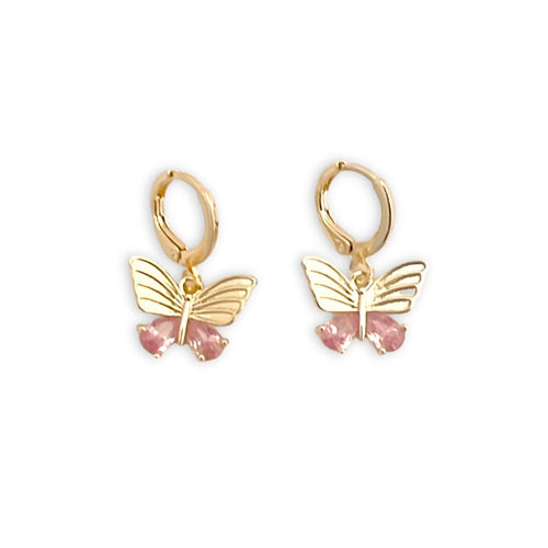 Butterfly light pink earrings gold-filled