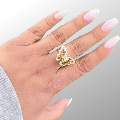 Butterfly spinning ring in 18k of gold plated rings