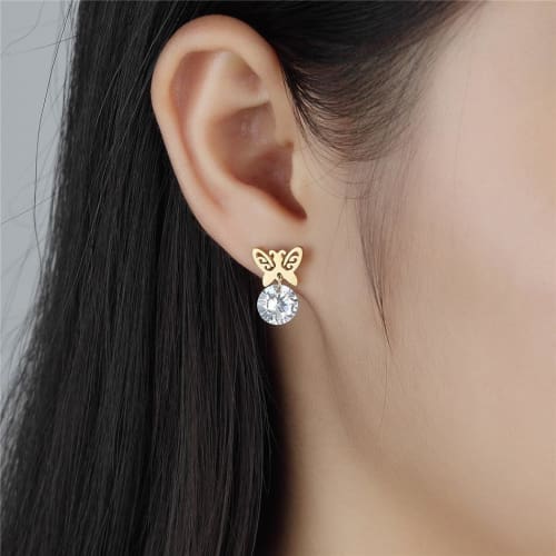 Butterfly studs gold plated over stainless steels earrings