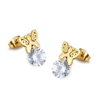 Butterfly studs gold plated over stainless steels earrings earrings