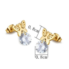 Butterfly studs gold plated over stainless steels earrings earrings