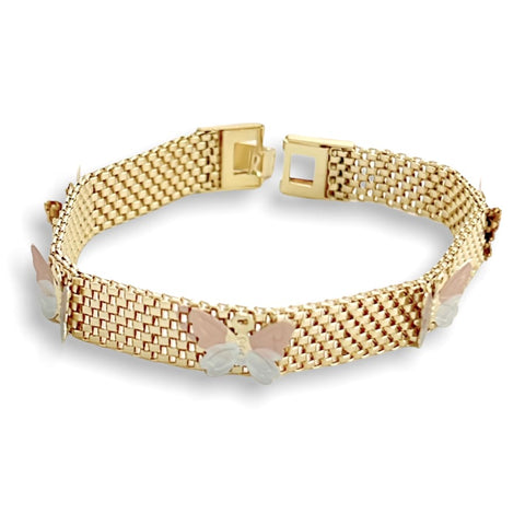 Chevron pattern morocco tri - color 18k of gold plated bracelet