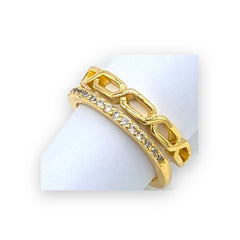 Chain double band adjustable open size ring 18k of gold plated rings