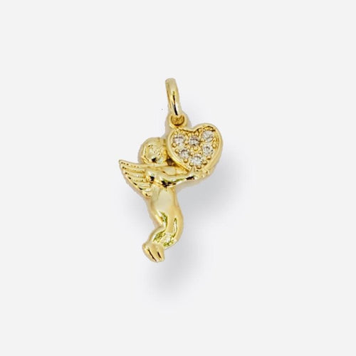 Cherubim heart pendant charm 14kts of gold plated charms