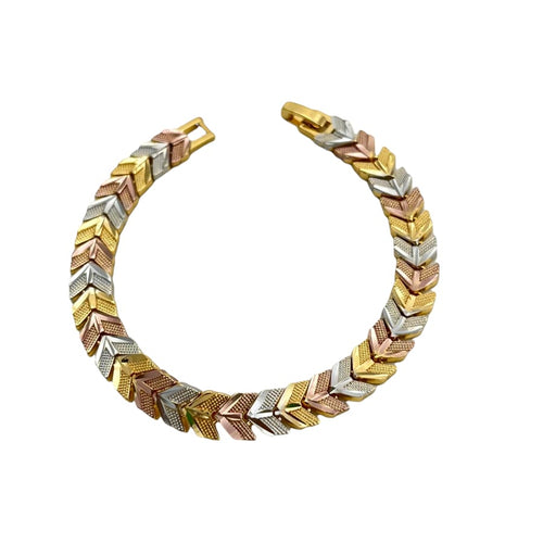 Chevron pattern morocco tri - color 18k of gold plated bracelet 7.5 bracelets
