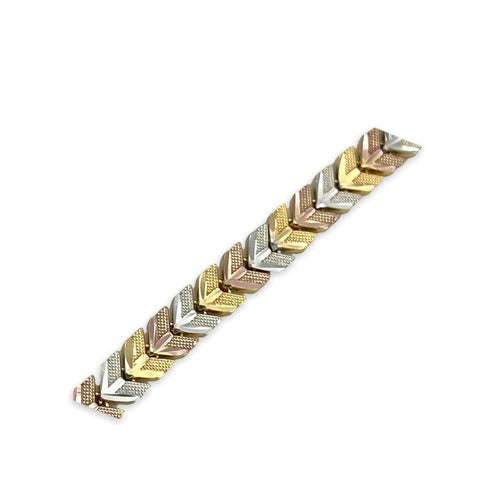 Chevron pattern morocco tri - color 18k of gold plated bracelet 7.5 bracelets