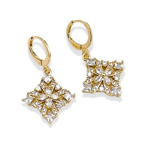 Claire square white stone drop earrings in 18k of gold plated