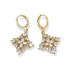 Claire square white stone drop earrings in 18k of gold plated earrings