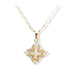 Claire square white stone pendant necklace in 18k of gold plated chains